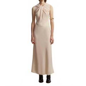 NEW MARINA MOSCONE lightweight wool twist panelled dress in rose quartz